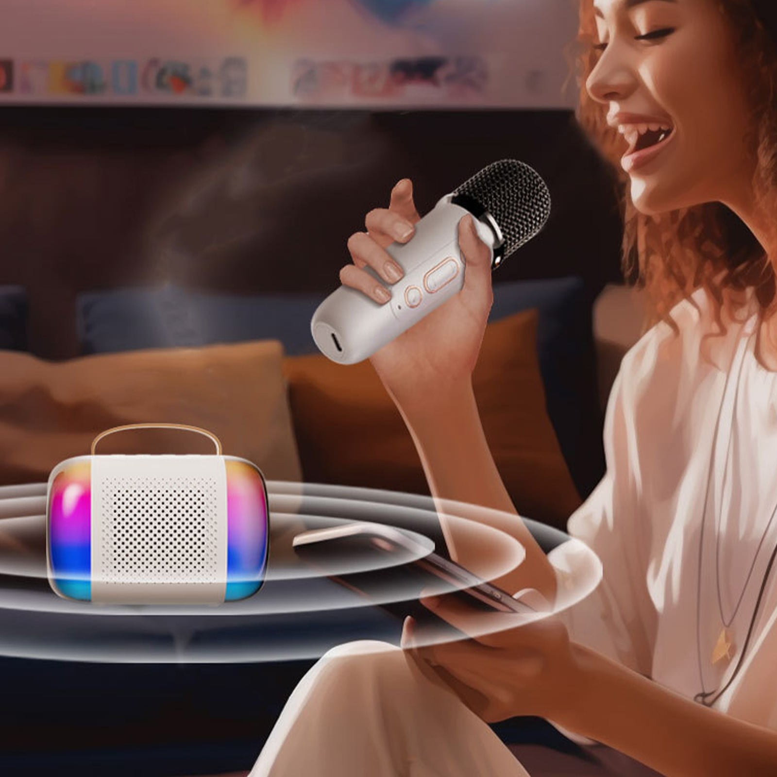 Hwkond Bluetooth Speaker Waterproof Private Bluetooth Speaker Home Wireless Karaoke Speaker Microphone Children's Outdoor Singing Small Home KTV On Clearance