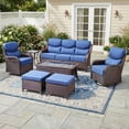 thumbnail image 2 of Bellefurn 7 Pieces Luxury Patio Furniture Sets Outdoor Conversation Sets with Swivel Rocker Chairs with 6" Thick Cushion,Sofa,Side Table and Ottomans,for Porch Deck Backyard Poolside, 2 of 13