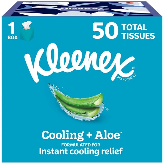 Kleenex Cooling   Aloe Facial Tissues, 1 Cube Box, 50 Tissues Per Box, 2-Ply