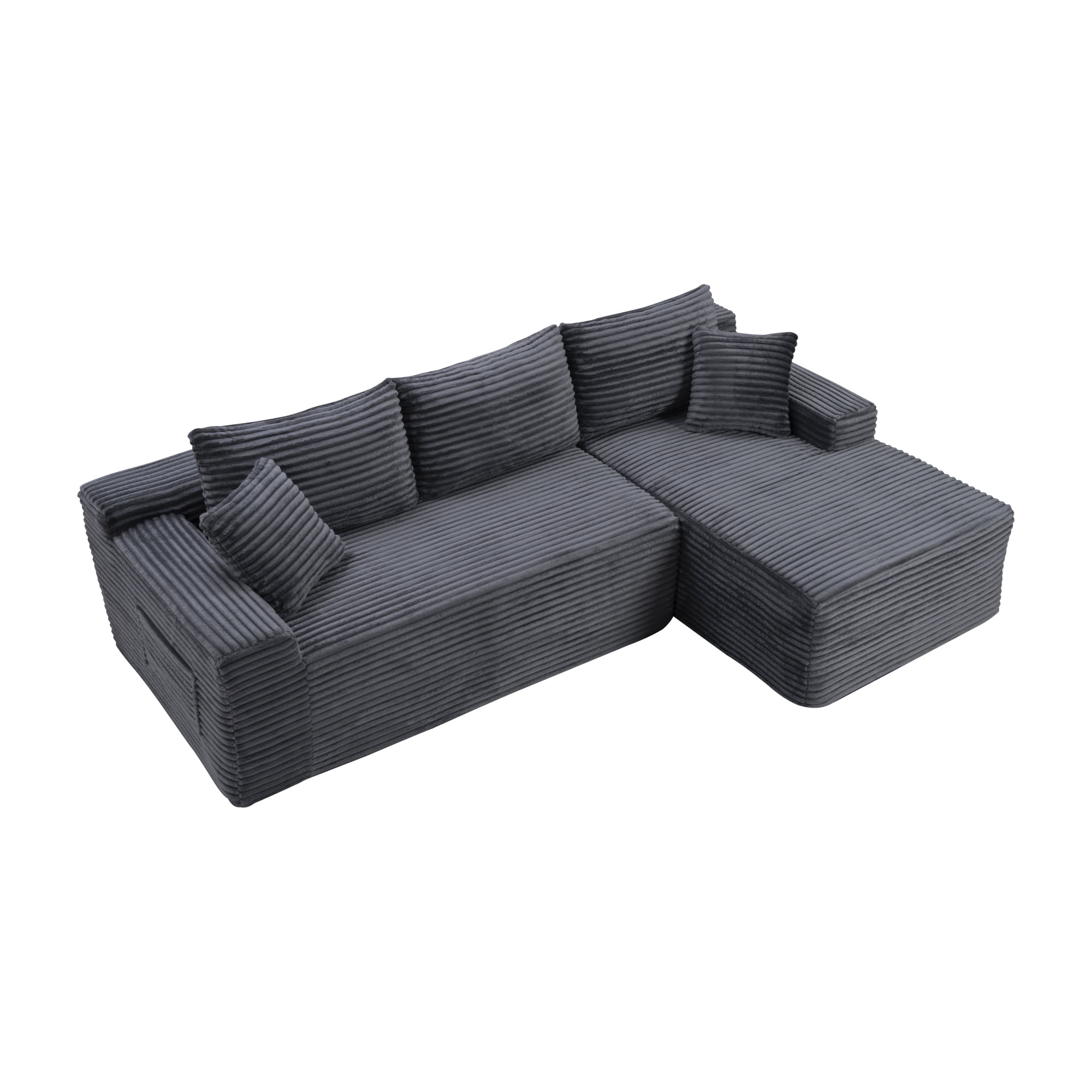 Leumius 106.3" Cloud Modular Sectional Sofa Couch with L-Shape Chaise,Modern Minimalist Upholstered Couches for Living Room Bedroom No Assembly Required Gray-R