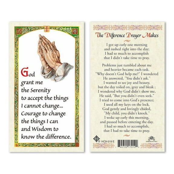 The Difference Prayer Makes – Praying Hands 23rd Psalm Laminated Prayer Card | 2-Sided Catholic Holy Card in English | Durable, Water-Resistant | Pack of 25