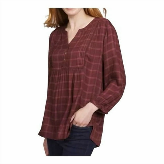 Wrangler Women's Babydoll Plaid Blouse, Size M