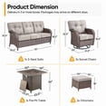 thumbnail image 2 of PARKWELL 6-Piece Outdoor Furniture Set with 30-Inch Propane Firepit - Rattan Cushioned Sofa and Wicker Swivel Glider Chairs,Outdoor Seating for Backyard Gatherings, Brown/Beige, 2 of 10