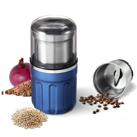 200W Electric Coffee Grinder - 2-in-1 Wet&Dry Food Processor, 2 Removable Stainless Steel Bowls (250g+250g=500g), for Bean/Nut/Spice/Onion/Garlic, Fits Up to 36 Cups