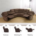 thumbnail image 6 of Aukfa 3-Piece Recliner Sofa Set, 6 Seat Sectional Couch with Cup Holders&Storage Console, Brown, 6 of 11