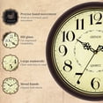 thumbnail image 6 of Geevon 12 IN Retro Wall Clock No Ticking Sound, Wall Clock with Quartz Accents and Vintage Patterns, Frame with Gold Border for Kitchen, Bedroom, Office, Classroom, Living Room Decor (Reddish Brown), 6 of 10