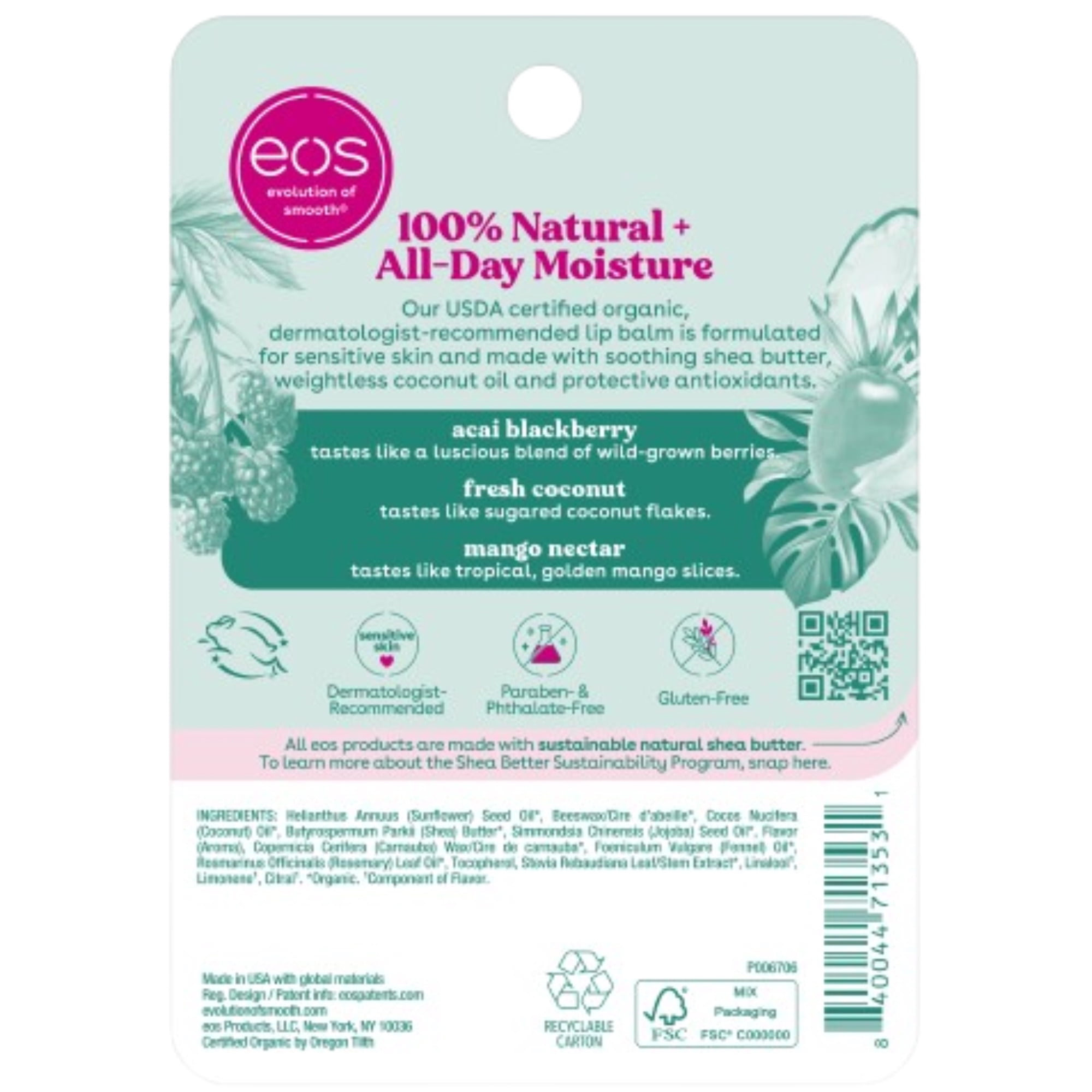 (3 pack) eos 100% Natural Lip Balm Variety Pack- Tropical Flavors, 0.14 oz, Pack of 3