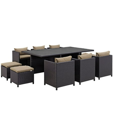 Modway Reversal Outdoor Patio 11 Piece Dining Set, Multiple Colors