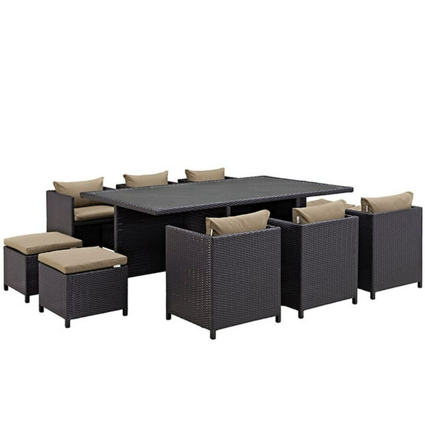 Modway Reversal Outdoor Patio 11 Piece Dining Set, Multiple Colors