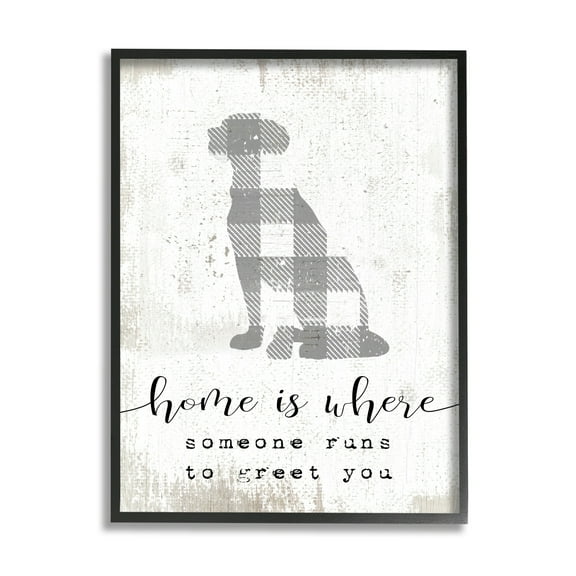 Stupell Industries Where Someone Runs to Greet You Dog Phrase, 11 x 14,Design by Daphne Polselli