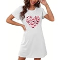 thumbnail image 4 of Camisón corto de talla grande para mujer, camisón de manga corta con estampado de pecho a la moda, camisón para mujer, 4 of 5