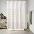 thumbnail image 6 of No Hook Shower Curtain, Simple Line White Shower Curtains for Bathroom with See Through Top Window, Beige Modern Art Geometric Waterproof & Washable Bath Curtain Extra Long 72"x84", 6 of 9