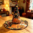 thumbnail image 2 of Halloween Print Halloween Witch Hat for Women Halloween Print Quilted Pointed Tall Wide Brim Costume Wizard Cap Cosplay Party, 2 of 3