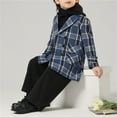 thumbnail image 5 of OGLCCG Boys Double Breasted Peacoat Notched Lapel Collar Wool Blend Plaid Winter Coat with Pockets Fall Winter Long Sleeve Pea Coat 2-15 Years, 5 of 6