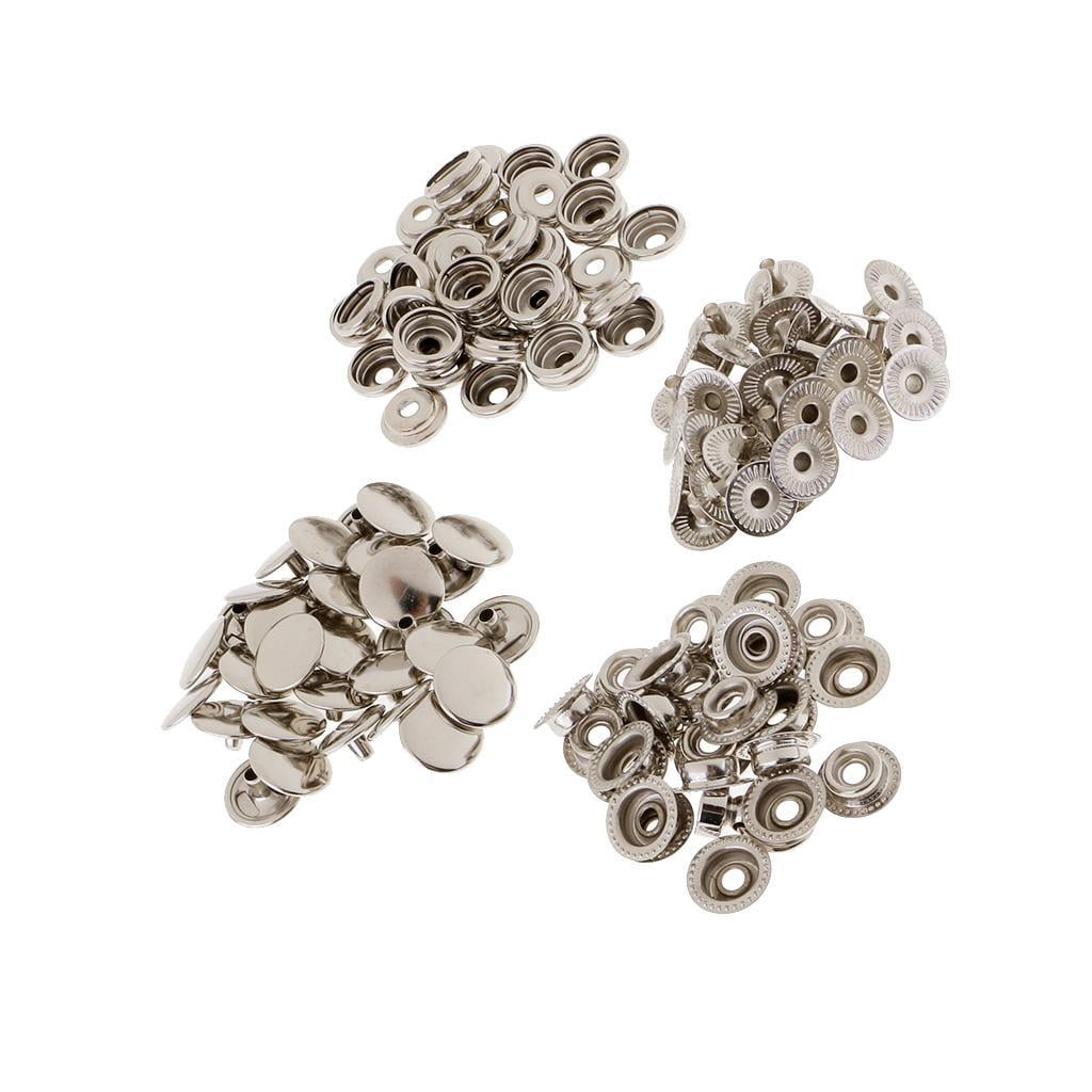 HILABEE 6x30 Sets Metal Snap Buttons Press Popper Fasteners 12.5mm Sliver 6 Pcs