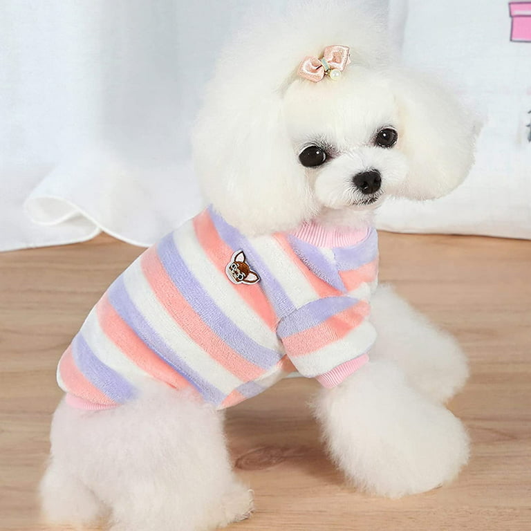 Yikeyo Fuzzy Dog Dress Dog Sweaters for Small Dogs Girl Pink Plaid Puppy  Sweatshirts Fleece Doggie Hoodie Winter Dog Clothes Female Pet Cat Pup Warm