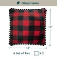 thumbnail image 5 of PAVILIA Plaid Red Black Throw Pillow Covers Pom Pom 18x18 Set of 2, Decorative Pillow Cases for Bedroom Aesthetic, Buffalo Check Small Pillows Set for Bed, Velvet Euro Plush Cushion Covers Sofa Couch, 5 of 7