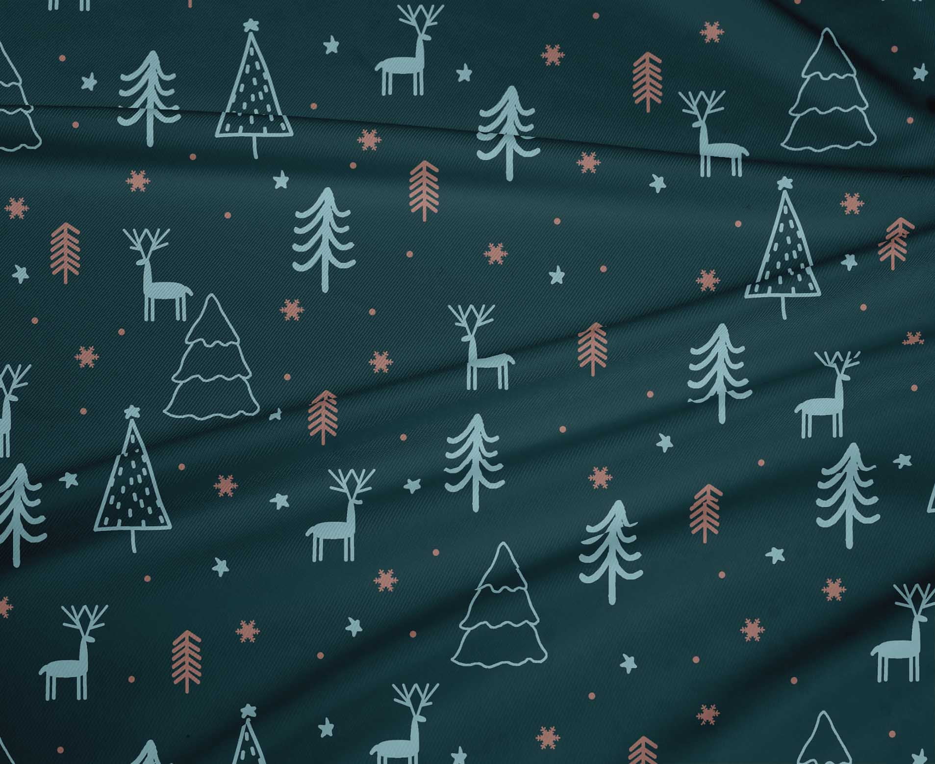 oneOone Polyester Spandex Black Fabric Christmas Doodle Dress Material Fabric Print Fabric By The Yard 56 Inch Wide