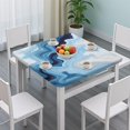 thumbnail image 3 of Blue Wave Marble Pattern Square Fitted Tablecloth with Elastic Edge,Square Table Cover,Washable Elastic Table Cover for Home Kitchen Party Decor 34"x34", 3 of 6