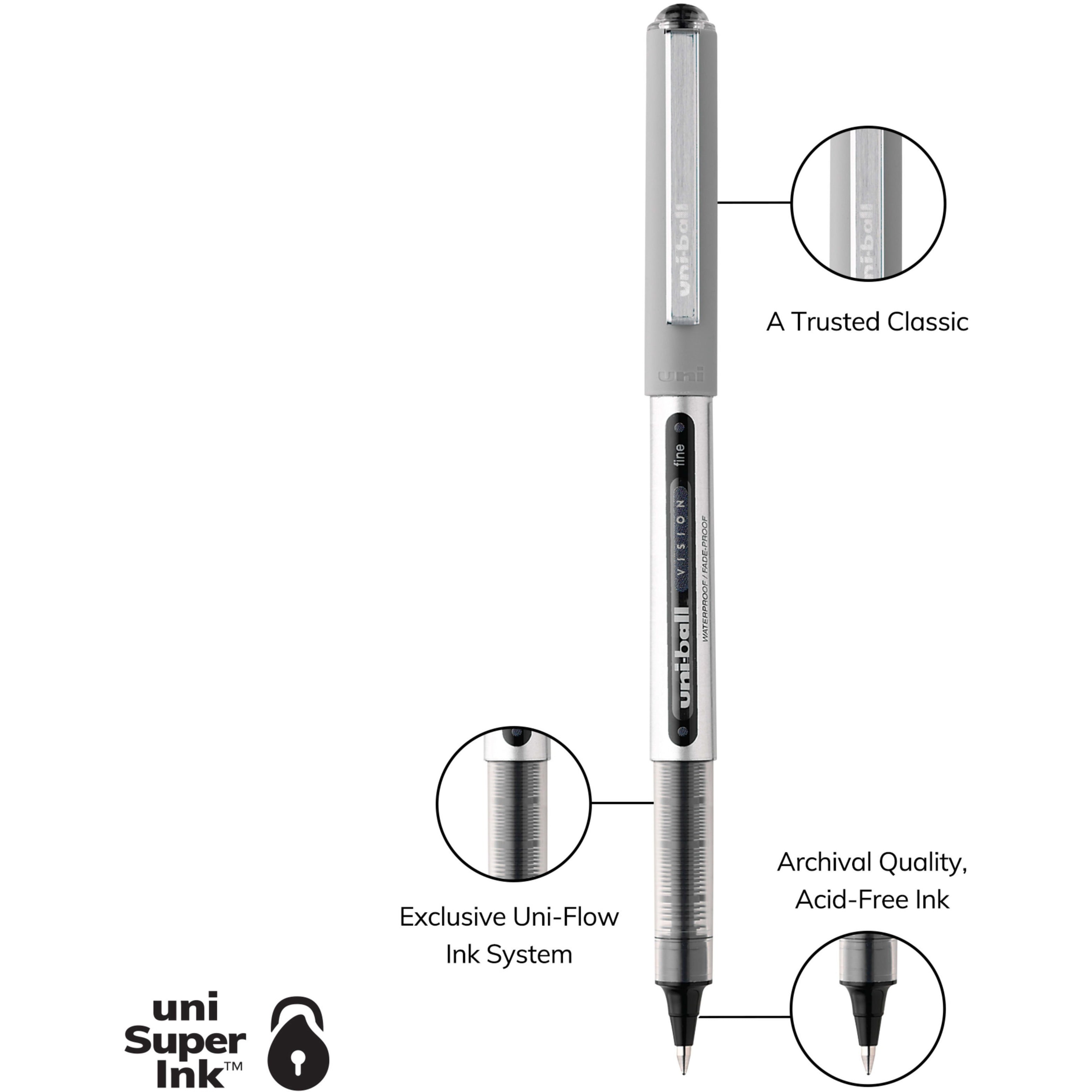 uniball&trade;, UBC1782104, Vision Rollerball Pen, 8 / Pack