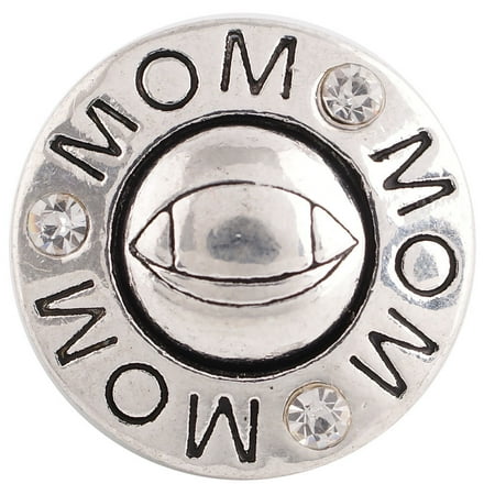 Sports Mom Charm - 1 PC - 18MM Football Mom Sports Rhinestone Silver Tone Charm for Candy Snap Jewelry KC6205 Cc2819