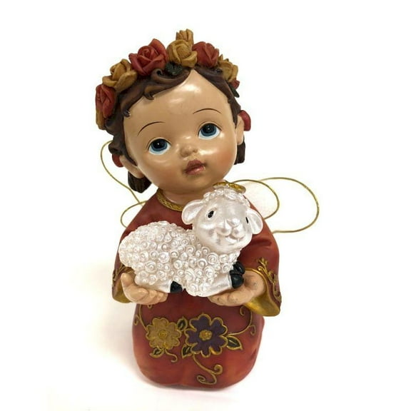 Angel Girl Holding A Lamb Figurine