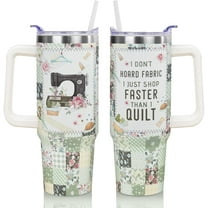 30oz Sewing Theme Tumbler with Handle & Straw - Insulated Travel Mug, Quilting Gifts for Women Sewing Lovers - Christmas Birthday Presents for Her, Friends
