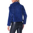 thumbnail image 3 of INSPIRE CHIC Women's Notch Collar Long Sleeve Open Front Faux Fur Fluffy Cropped Jacket M Royal Blue, 3 of 6