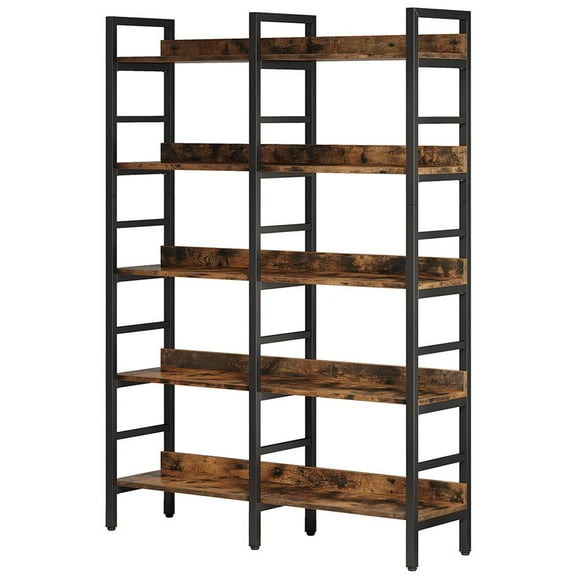 Barara King Bookshelf, Bookcase, Display Standing Shelf5-Tier Bookshelf, Double Wide Bookcase Storage Shelves Unit