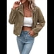 thumbnail image 1 of Chaqueta Ligera de para Mujer, de Larga, con Cremallera y Botones A Presión, para Otoño. Marrón L, 1 of 10