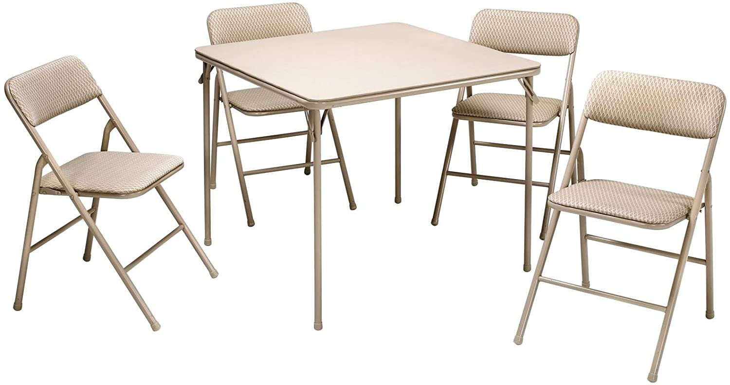 COSCO 5 Piece, Tan Folding Table and Chair Set.