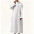 thumbnail image 5 of ZGRBOU Men Linen White Long Sleeve Liturgical Alb Robe Full Length Loose Stand Collar Tops Garment Cosplay Costume, 5 of 5