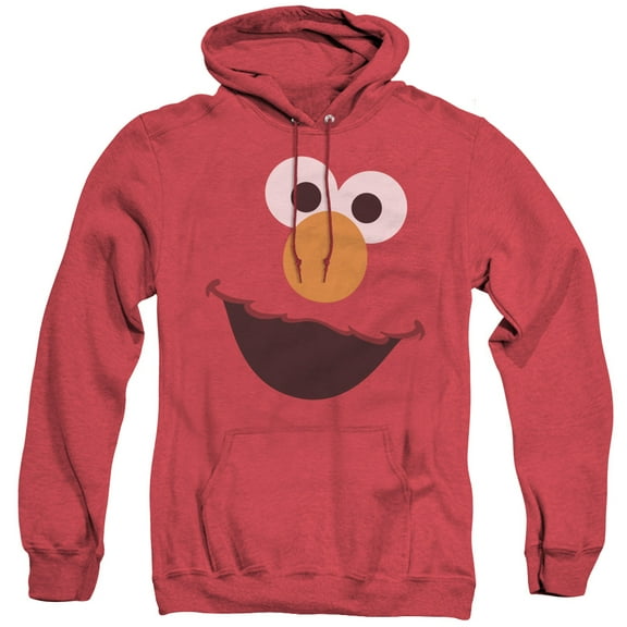 Sesame Street Elmo Face Adult Heather Hoodie Sweatshirt Red