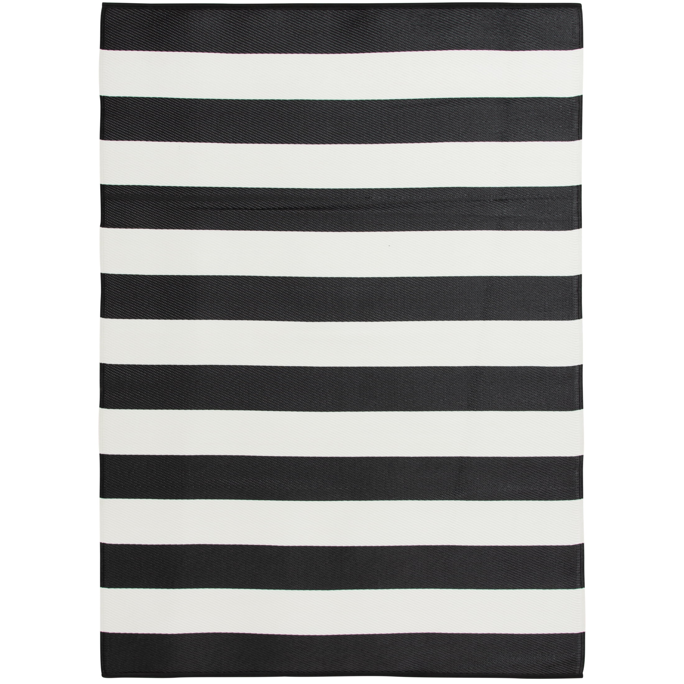 Mainstays 5'X7' Black and White Stripe Reversible Outdoor Plastic Rug