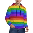 thumbnail image 2 of Pofeuu Colorful Glitter Rainbow Print Mens Casual Hooded Collar Drawstring Hoodies Pullover Sweatshirts Casual Long Sleeve Shirts-4X-Large, 2 of 7