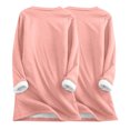 thumbnail image 3 of Ahdbta Women's 2 Pcs Fleece Sweatshirts Solid Color Oversized Crewneck Pullover Tops Warm Sherpa Lined Loungewear Tops with Pockets, 3 of 4