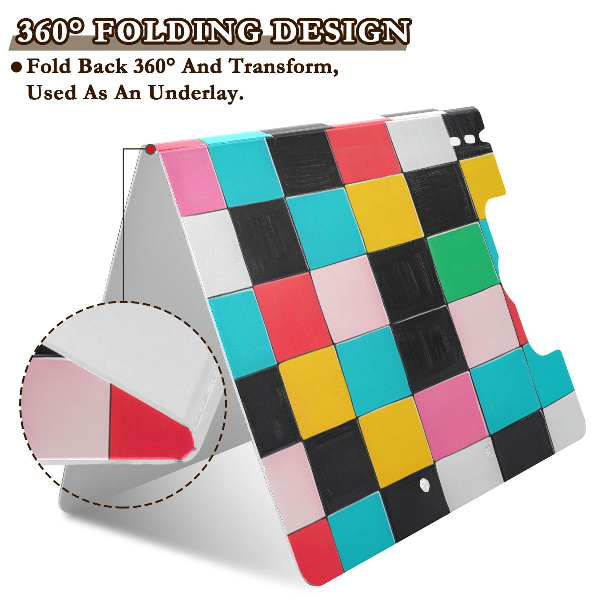 FORMRS A4 Clipboard Folder with Pen Holder Horizontal Foldable School Office Binder, Blue Checkered Pattern