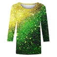 thumbnail image 5 of St. Patrick's Day T-Shirt for Women&nbsp;Shamrock Graphic Print Crewneck 3/4 Sleeve Festive Holiday Party Top Casual Relaxed Fit Clothes, 5 of 6