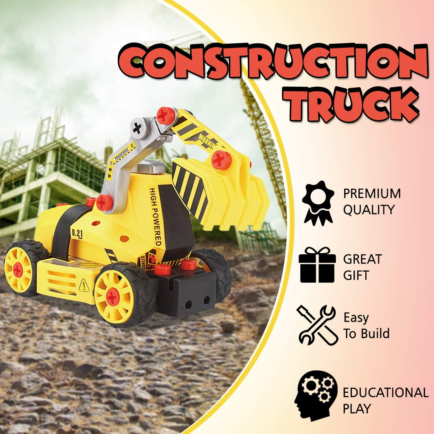 Toy To Enjoy 7-in-1 Take Apart Construction Truck Toy – Friction