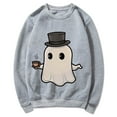 thumbnail image 4 of CLOISE Womens Halloween Sweatshirts Fashion Ghost Graphic Oversized Sweatshirts Fall Long Sleeve Crew Neck Hoodies Shirts Tunic Tops Festival Party Outfits Gray XS Boo, 4 of 5