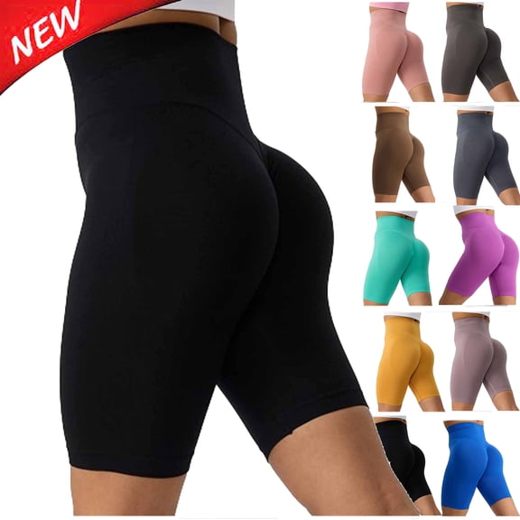 Tqyyweavej Women's Shapewear Shorts High Waisted Tight Lounge Yoga Shorts Tummy Control Solid Color Workout Booty Shorts Size S to L