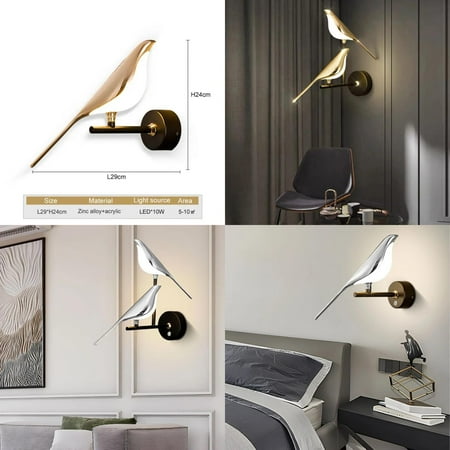 

FPWNGL Golden Silver Touch Switch Bird LED Wall Lights Wall Sconce ° Rotatable Indoor LED Wall Lamps Bedroom Corridor AC85-265V