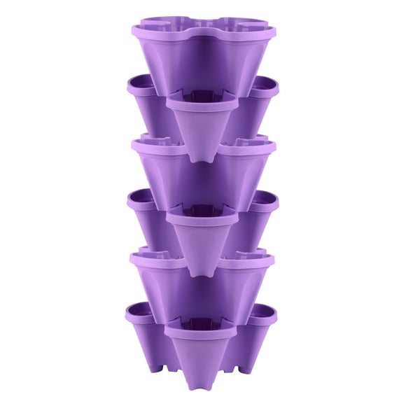 New PP three-dimensional four-petal flower pot strawberry pot multi-layer overlay cultivation pot vegetable melon and fruit planting pot-purple
