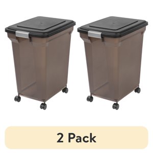 IRIS USA 67 Qt WeatherPro Pet Food Storage Container with Casters, 2-Pack