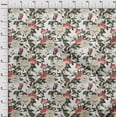 thumbnail image 3 of oneOone Polyester Lycra Dark Peach Orange Fabric Flower & Leaves Watercolor Fabric For Sewing Printed Craft Fabric By The Yard 56 Inch Wide, 3 of 4