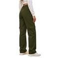 thumbnail image 5 of cocolona Womens High Waist Cargo Pants Elastic Button Waist Straight Wide Leg Outdoor Hiking Pants with Pockets, 5 of 5
