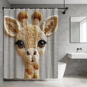 FcBaudy Faux Embroidery Printed Shower Curtain No Punch Bathroom Waterproof Curtain Bathroom Special Waterproof And Moldproof Hanging Curtains polyester Faux Embroidery Printed Shower Curtain
