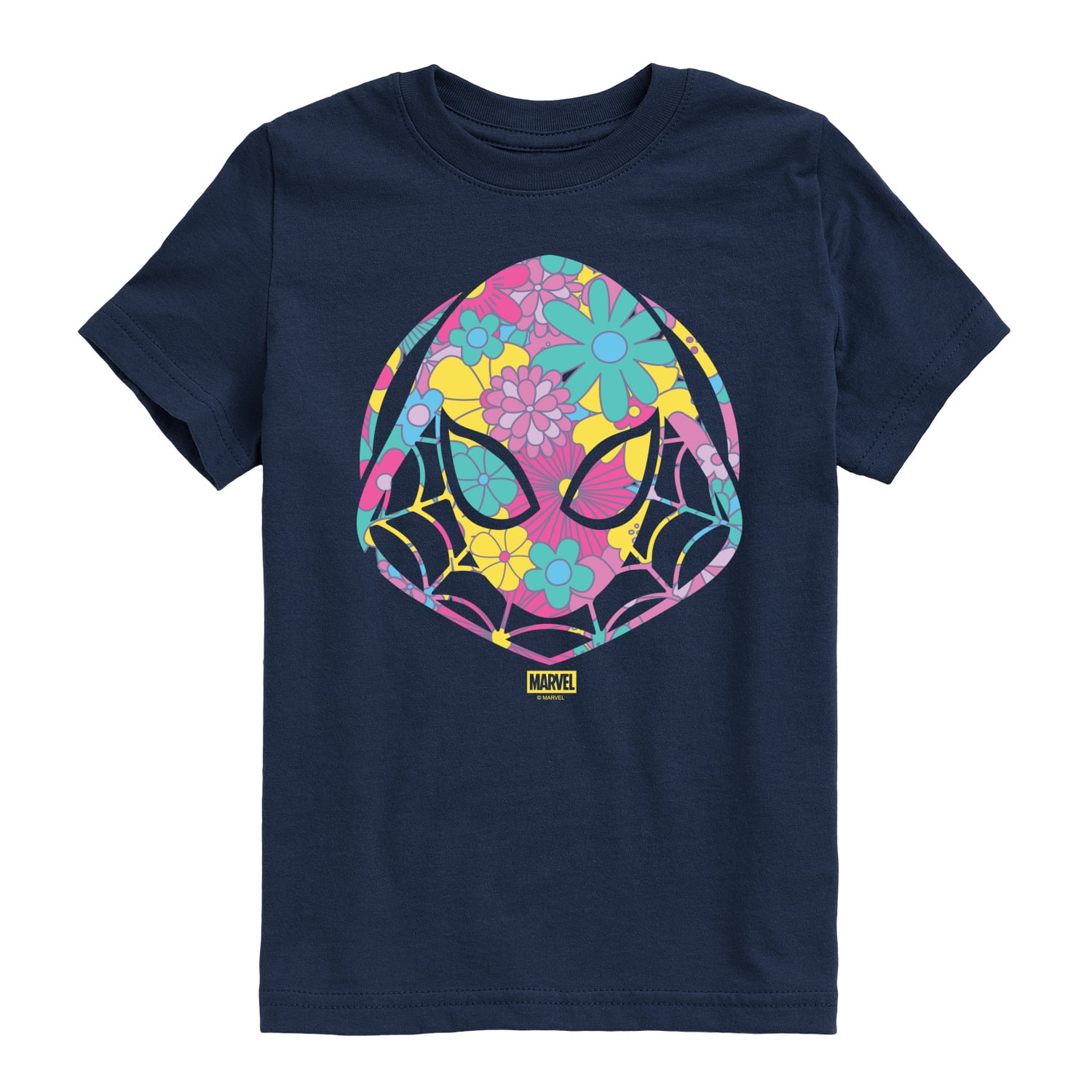 Spider-Man - Floral Ghost Spider Logo - Youth Boys Short Sleeve Graphic T-Shirt
