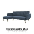 Novogratz Brittany Sectional Futon Sofa, Blue Linen