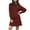 Wine, variant on Women Cable Knit Sweater Dress Crewneck Long Sleeve Pleated Mini Dress Flowy Pullover Patchwork Dress Fashion Fall Outfits